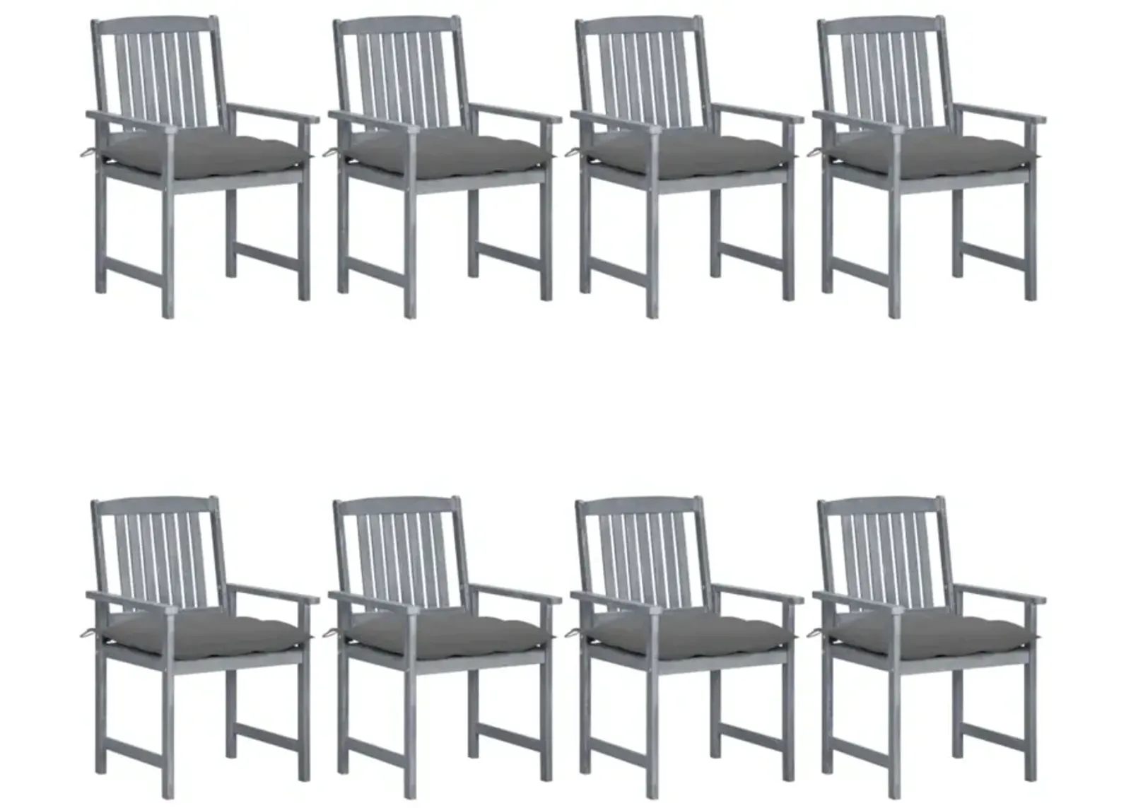 vidaXL Garden Chairs with Cushions 8 pcs Solid Acacia Wood Gray