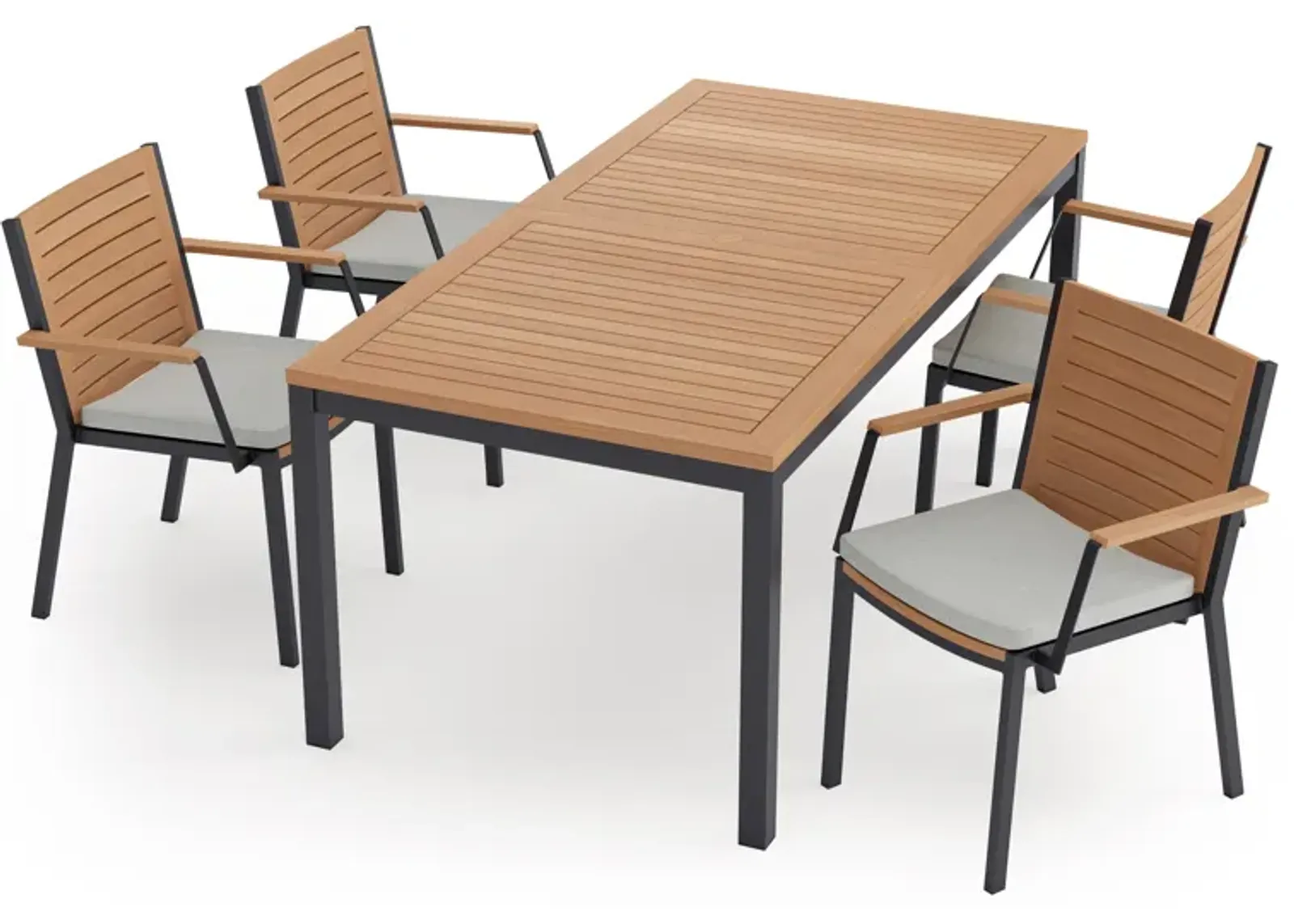 Monterey 4 Seater Dining Set with 72 in. Table - Aluminum and Teak