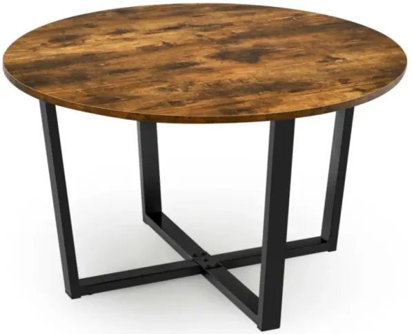 Hivvago Round Industrial Style Cocktail Side Coffee Table With Metal Frame