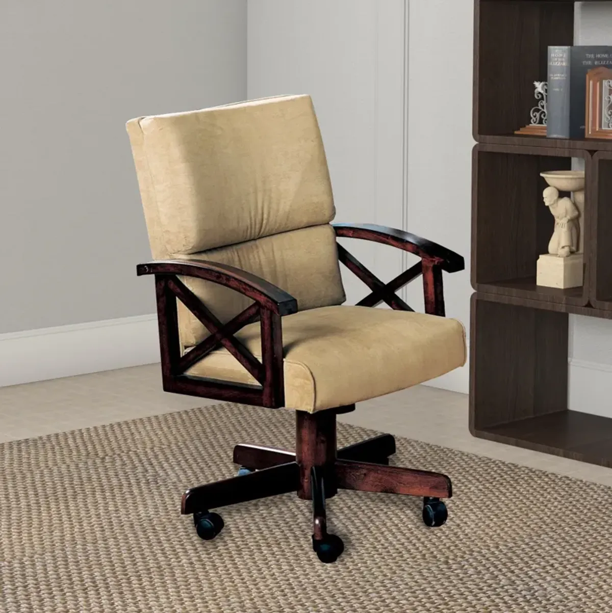 Snug  Upholstered Arm Game Chair , Brown - Benzara