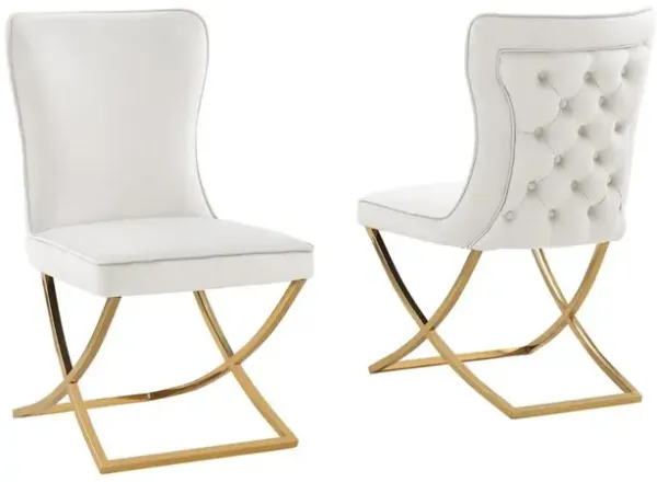 Best Master Furniture Blythe Beige Velvet With Gold Dining Chairs, Set Of 2