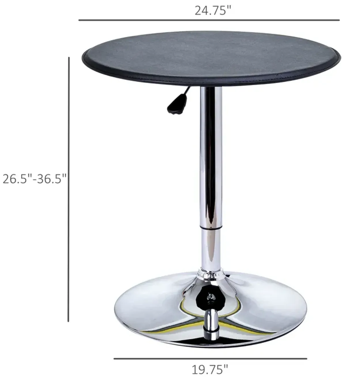 Sleek Home Bar Addition: 25" Round Adjustable Chrome/Black Bistro Table