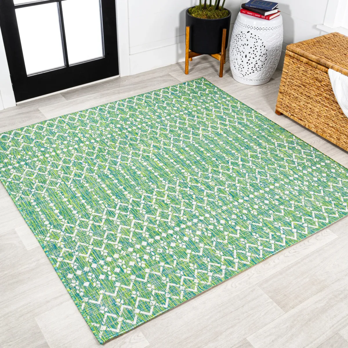 Ourika Moroccan Geometric Textured Weave Indoor/Outdoor Runner Rug