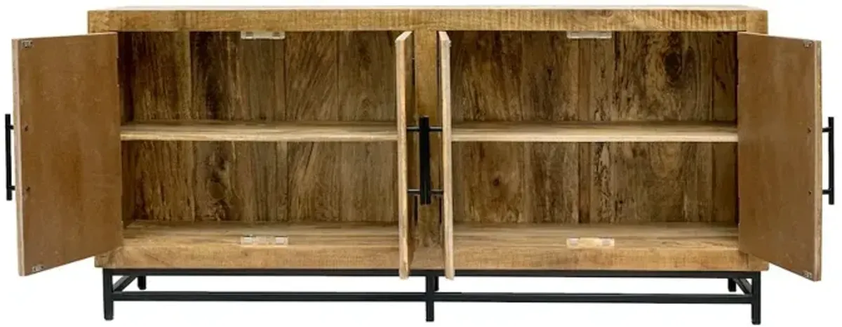 Alex Hamilton Stanton 4 Door Mango Wood Sideboard on an Iron Base