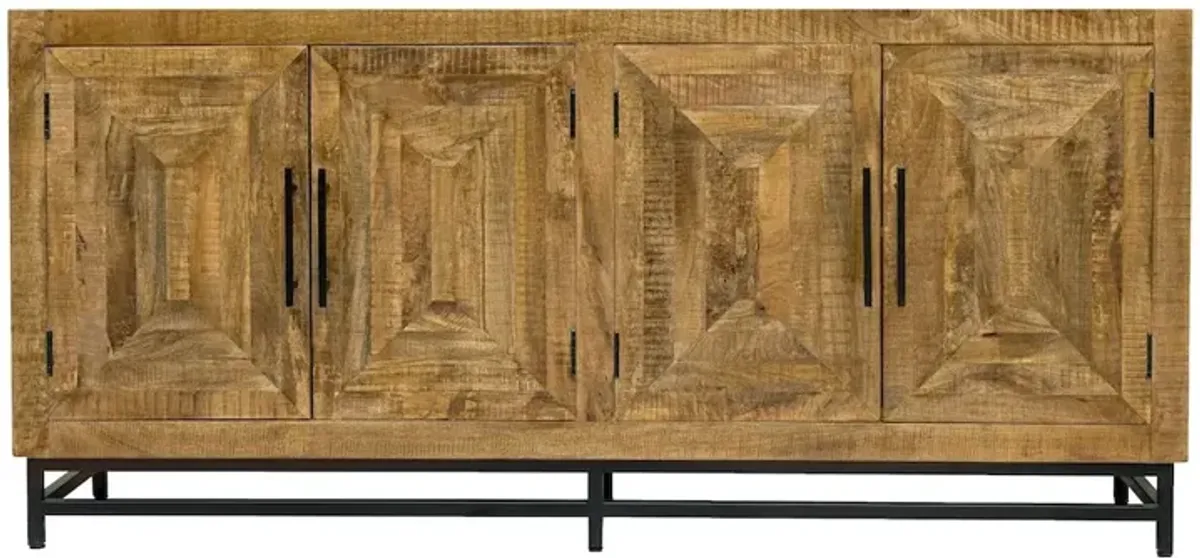 Alex Hamilton Stanton 4 Door Mango Wood Sideboard on an Iron Base