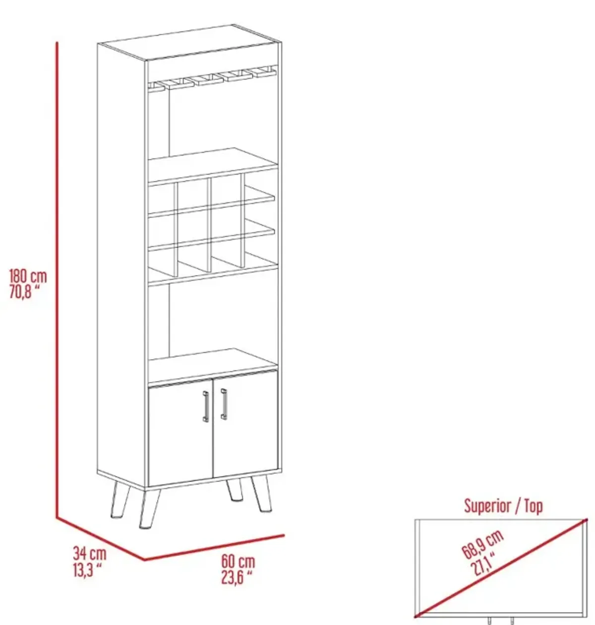 Bar Cabinet Bull, Living Room, Dark Walnut