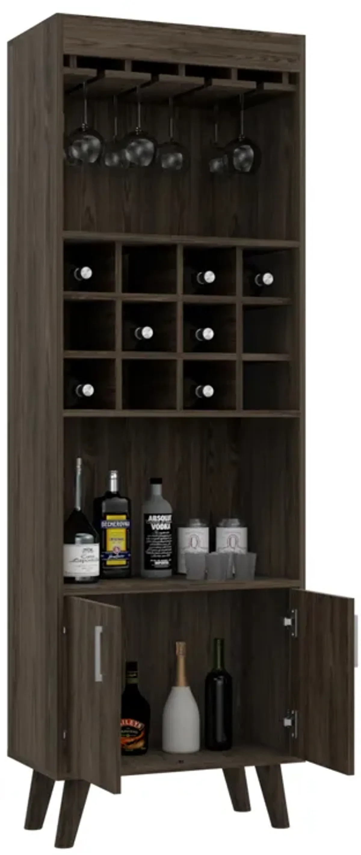 Bar Cabinet Bull, Living Room, Dark Walnut