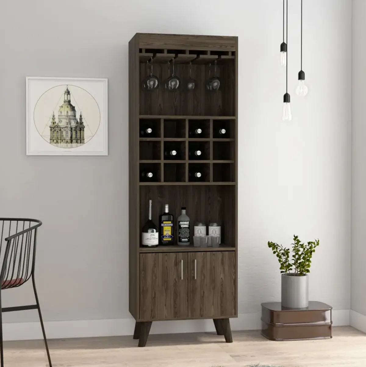 Bar Cabinet Bull, Living Room, Dark Walnut