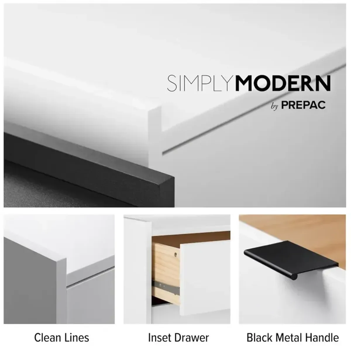 Prepac Simply Modern White 6 Drawer 52.5 W Dresser