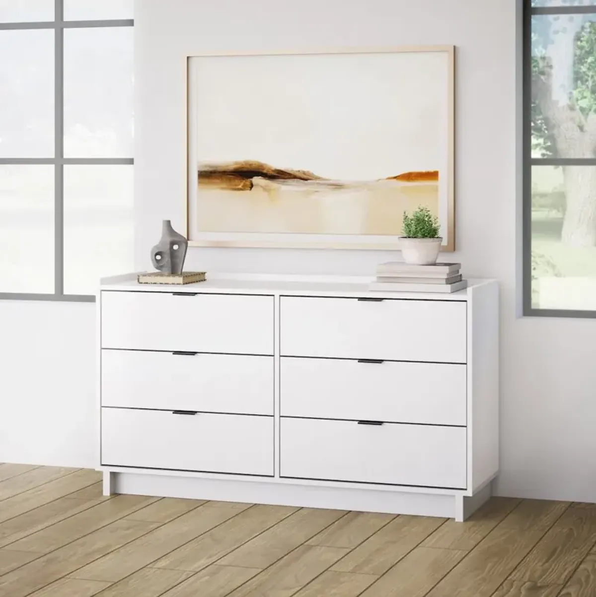 Prepac Simply Modern White 6 Drawer 52.5 W Dresser