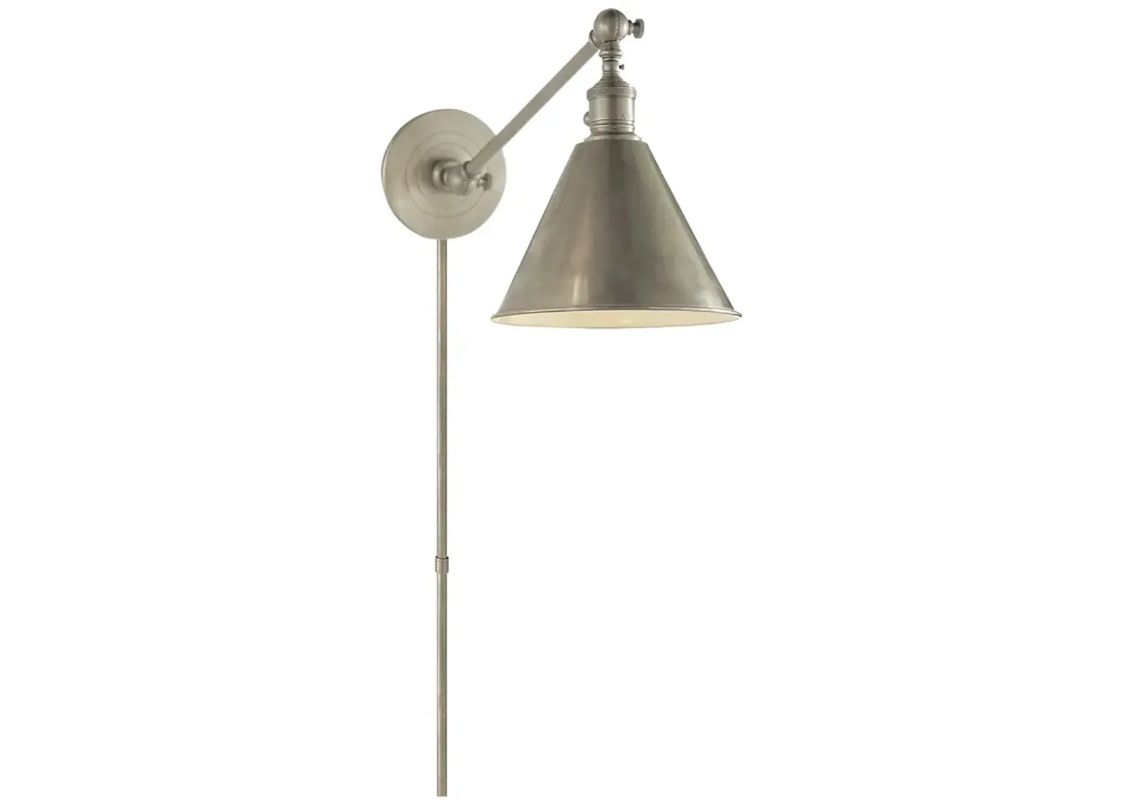 Boston Functional Single Arm Library Light in Antique Nickel