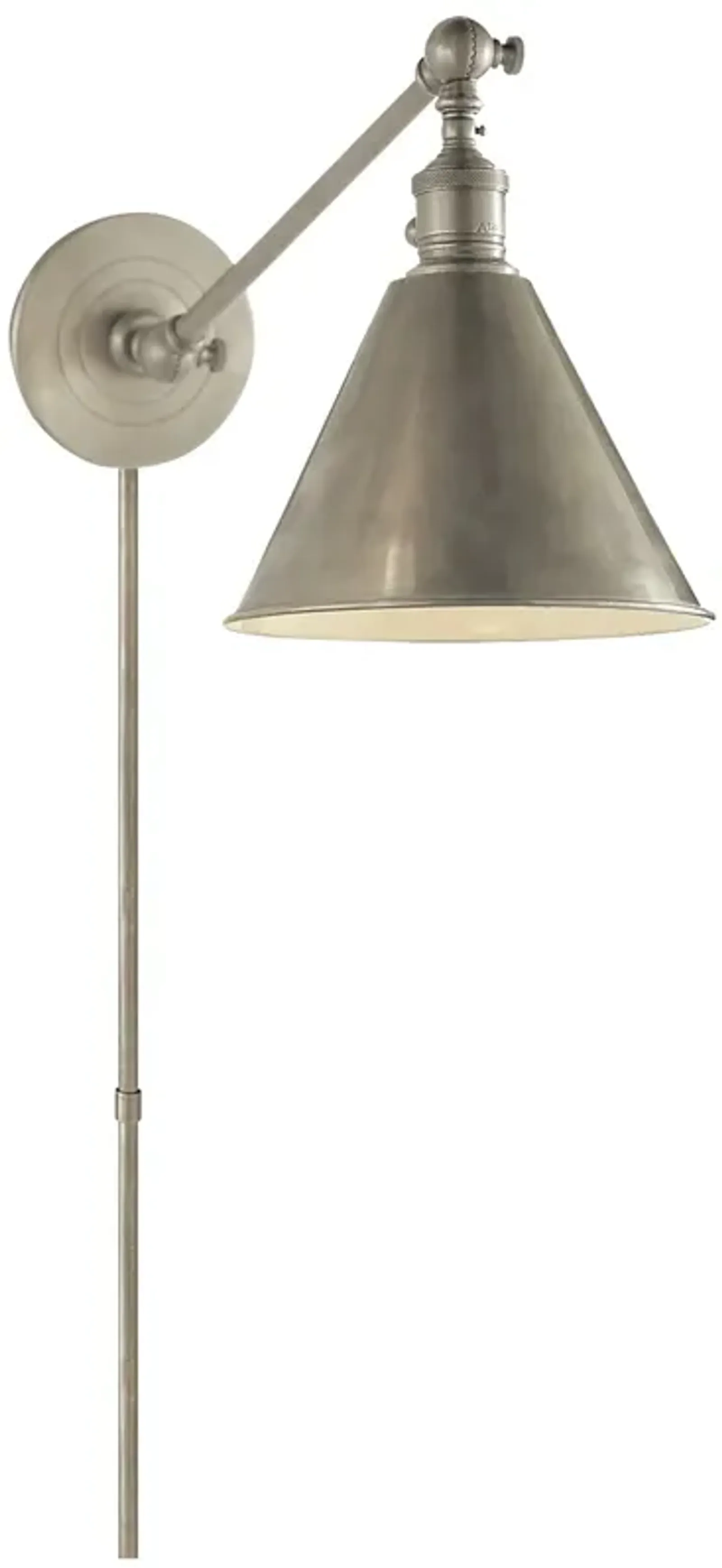 Boston Functional Single Arm Library Light in Antique Nickel