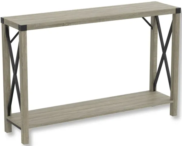 Safdie & Co Entryway Table Console Table Sofa Couch Table Accent Table - 46" Long Dark Taupe with 1 Shelf and Metal Sides for Living Room