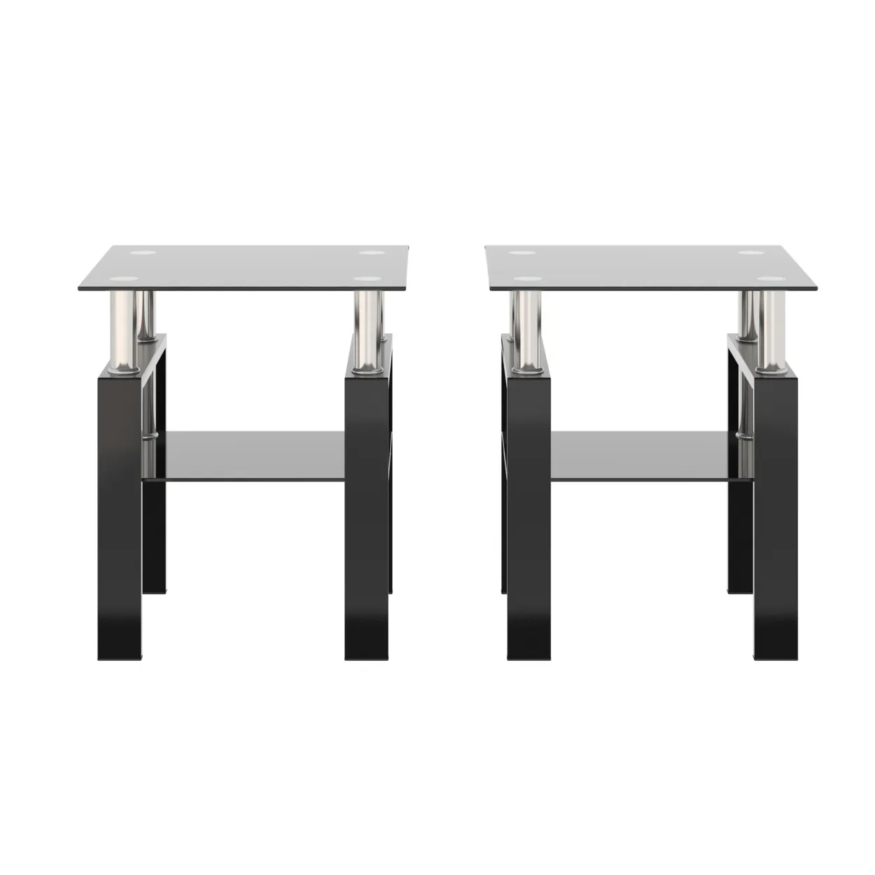 Modern Black Tempered Glass End Tables