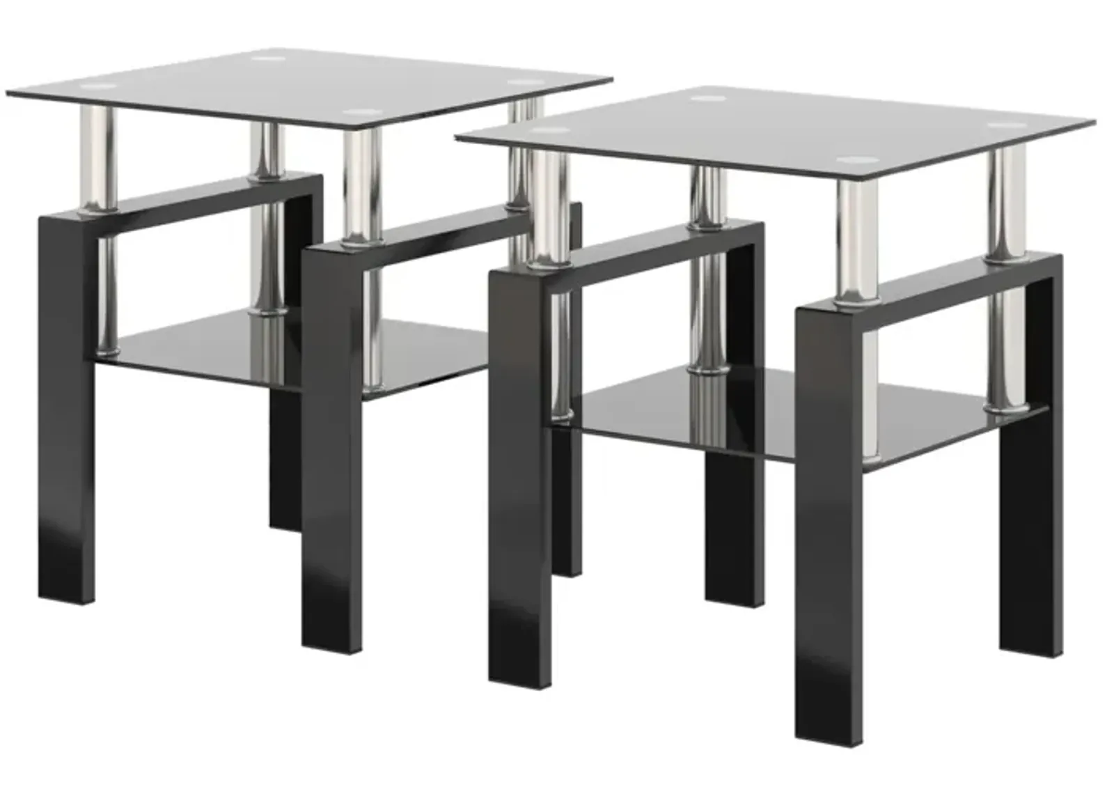 Modern Black Tempered Glass End Tables