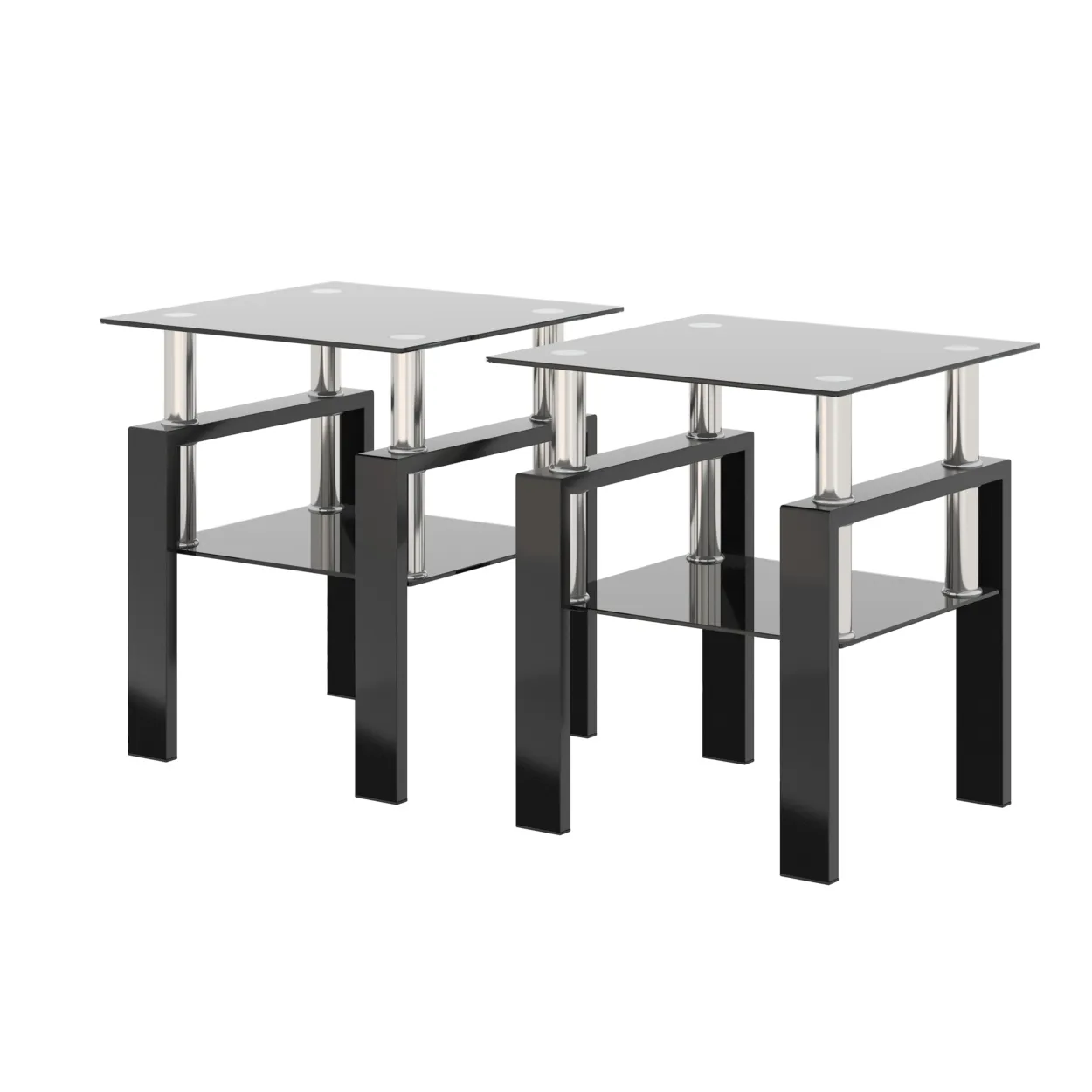 Modern Black Tempered Glass End Tables