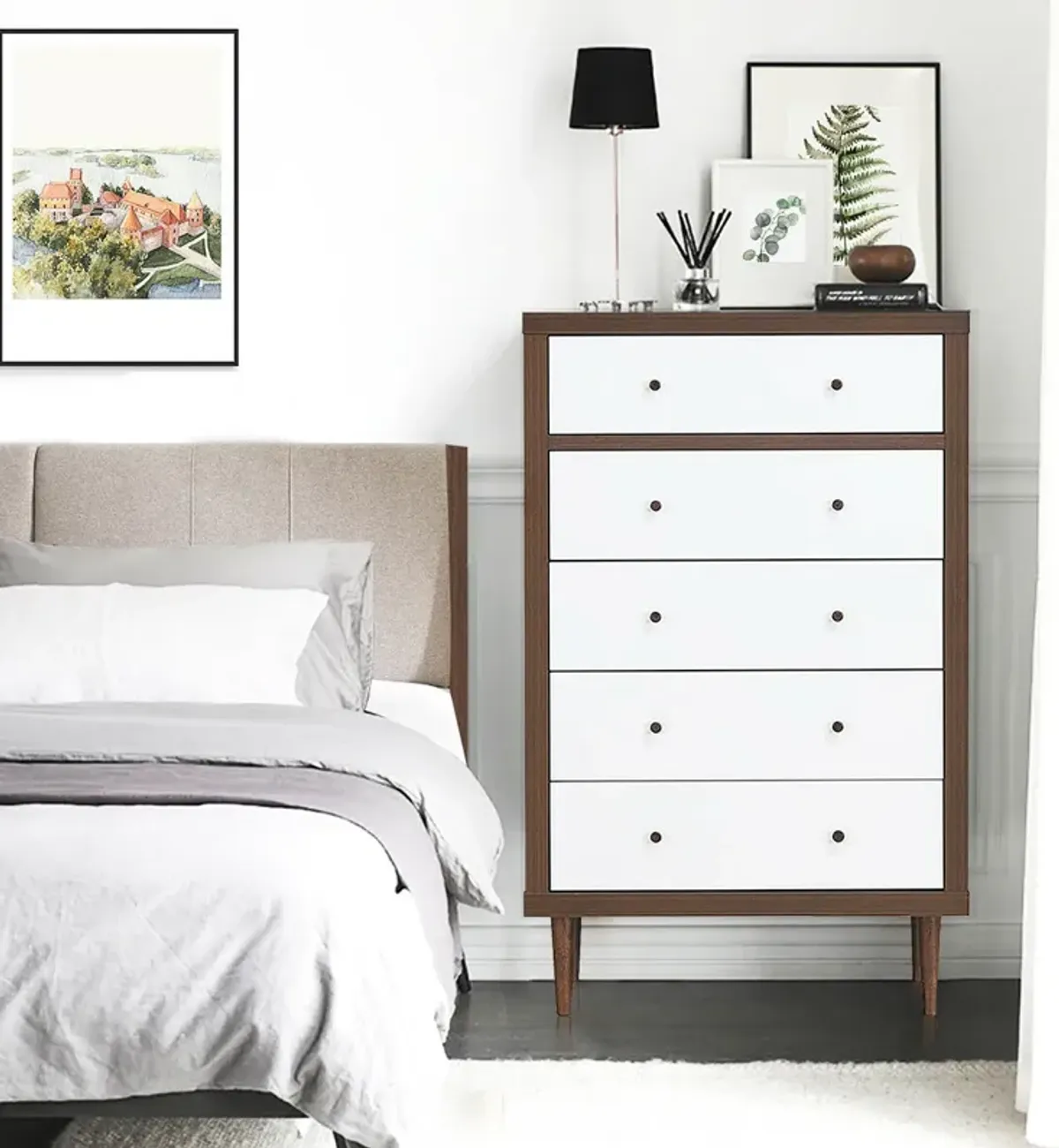 Antique-Style Free-Standing Dresser with 5 Drawers