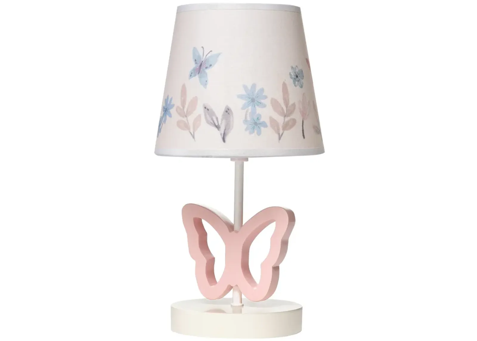 Lambs & Ivy Baby Blooms Pink Butterfly Nursery Lamp with Floral Shade & Bulb