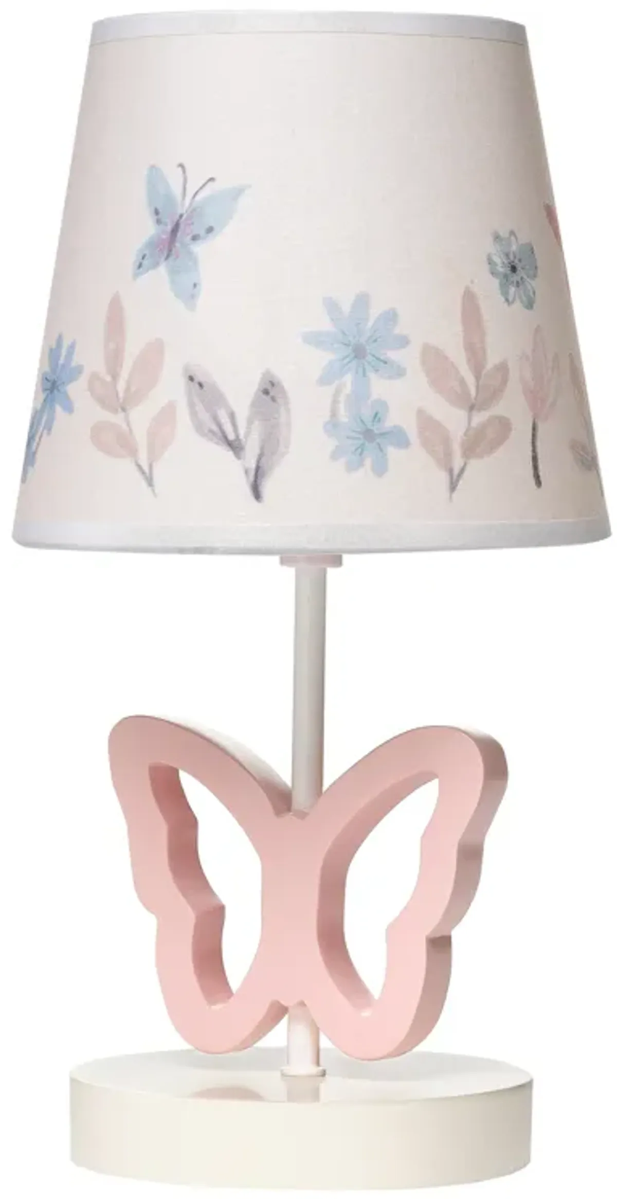 Lambs & Ivy Baby Blooms Pink Butterfly Nursery Lamp with Floral Shade & Bulb