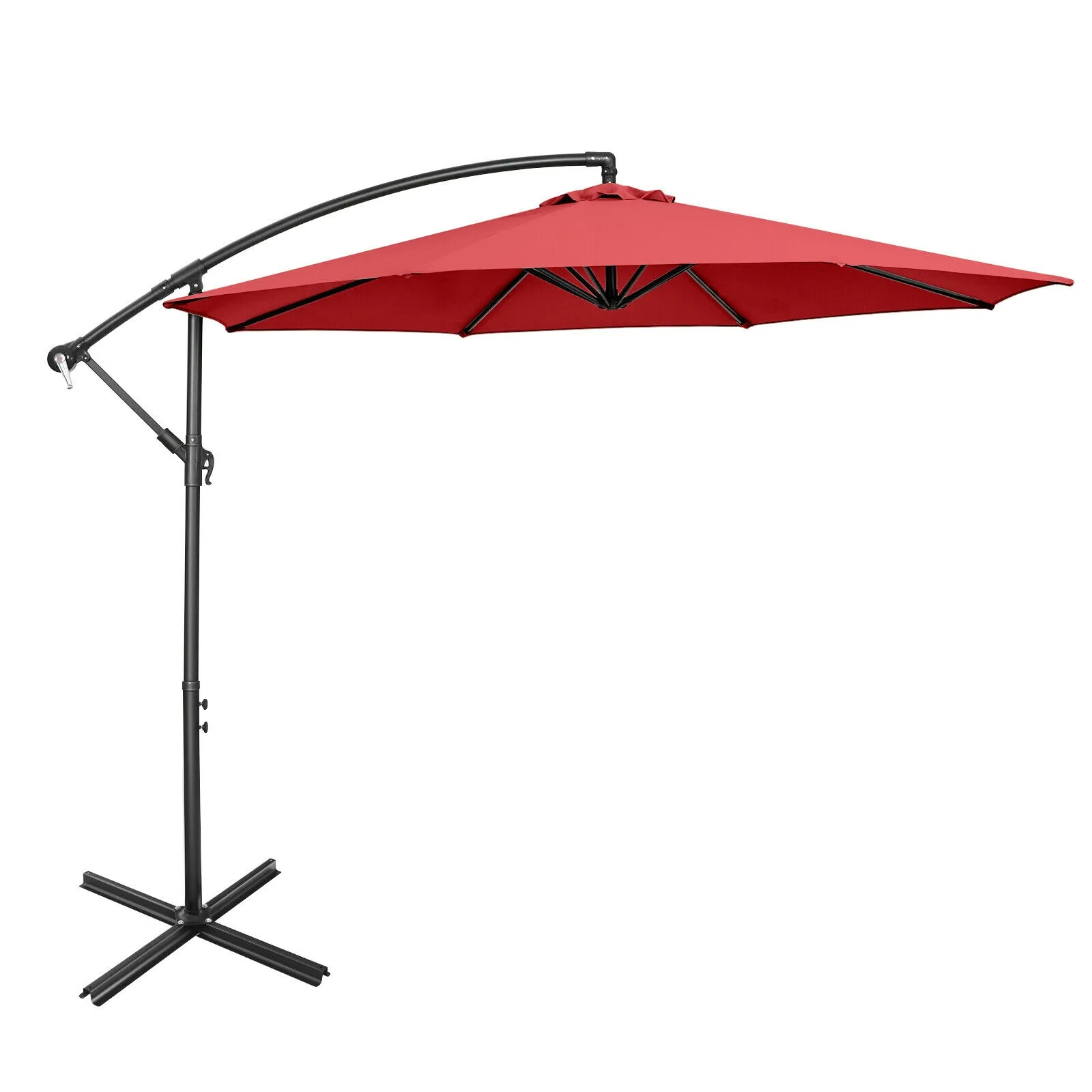 10 Feet Offset Umbrella with 8 Ribs Cantilever and Cross Base