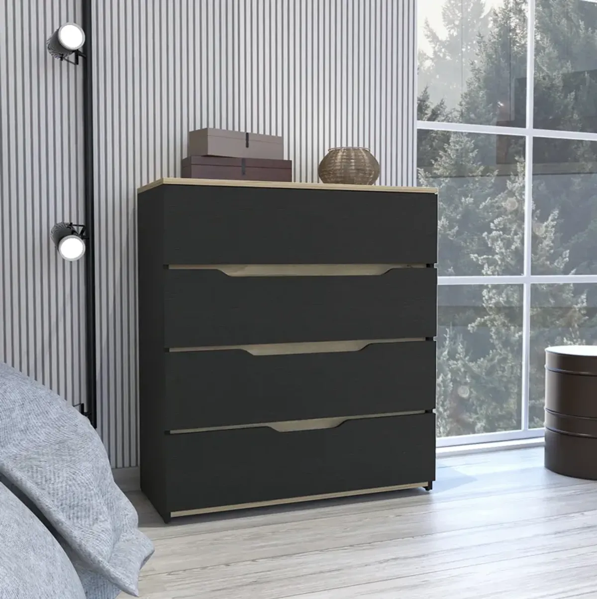 Lynbrook 4-Drawer Dresser Wengue And Light Oak