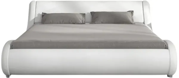 Modern Faux Leather Upholstered Platform Bed Frame with Headboard