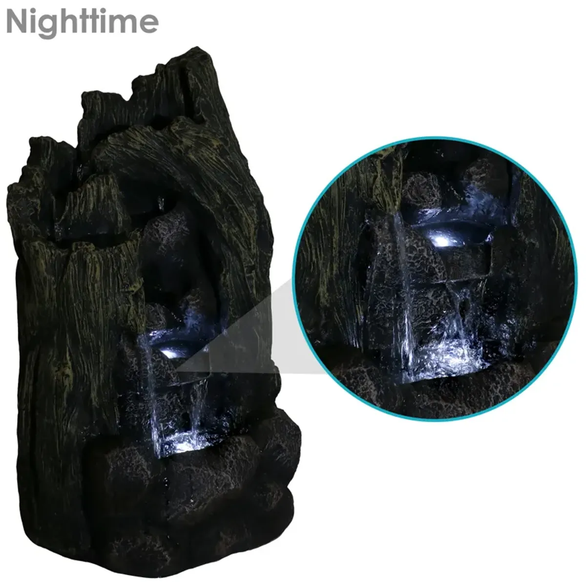 Sunnydaze Cavern of Mystery Waterfall Fountain with LED Lights - 28 in