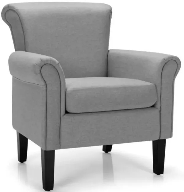 Upholstered Fabric Accent Chair with Adjustable Foot Pads