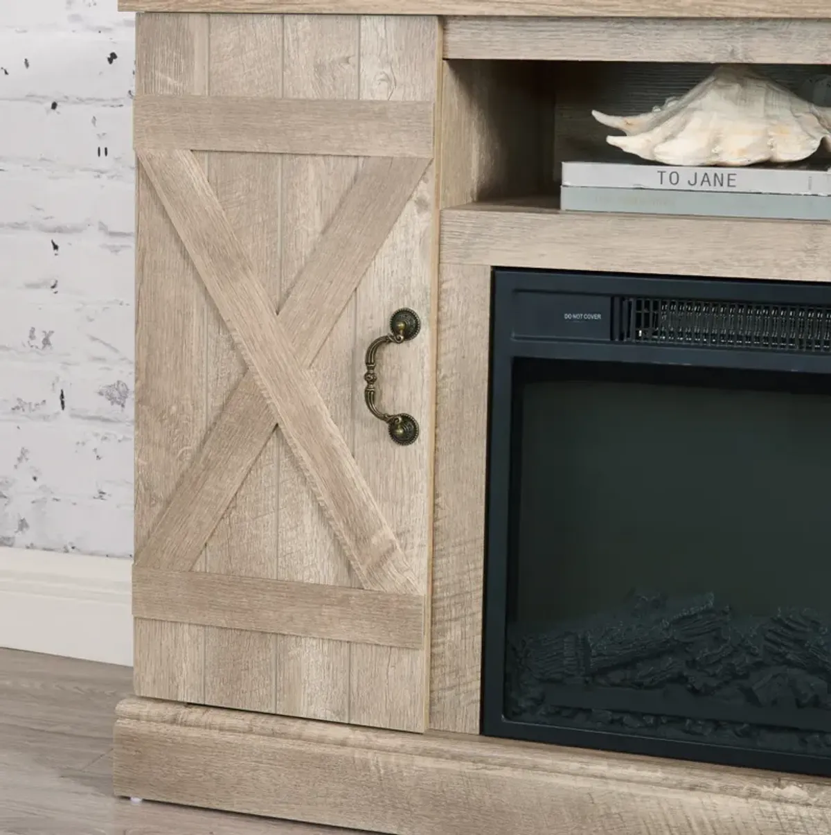 Farmhouse TV Stand with Fireplace Insert