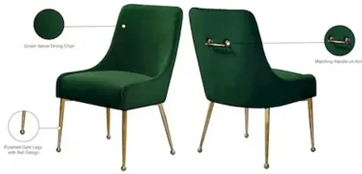 Meridian Furniture Owen Green Velvet Dining Chair, Set of 2