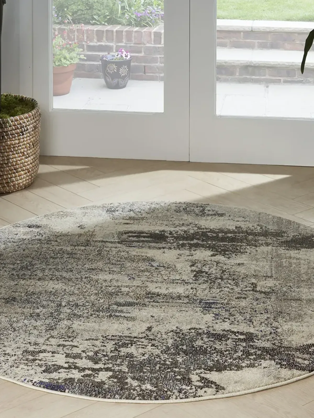 Celestial CES02 Ivory/Gray 5'3" x Round Rug