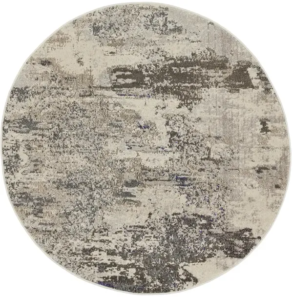 Celestial CES02 Ivory/Gray 5'3" x Round Rug