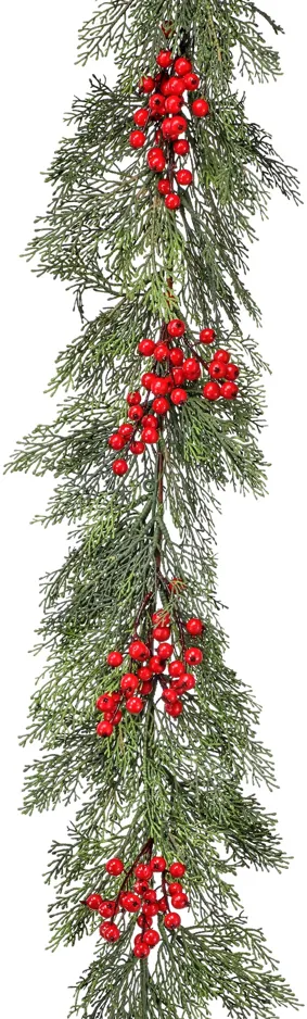 6' x 8" Cedar and Berry Artificial Christmas Garland  Unlit