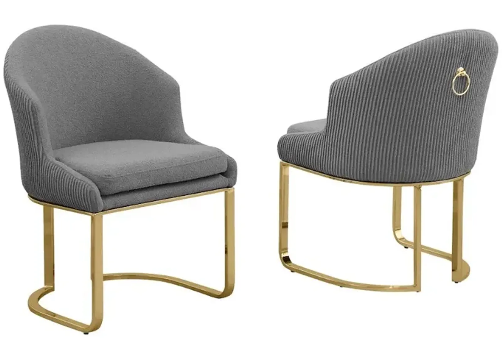 Best Quality Furniture Gray With Gold Side Chairs, Set Of Two