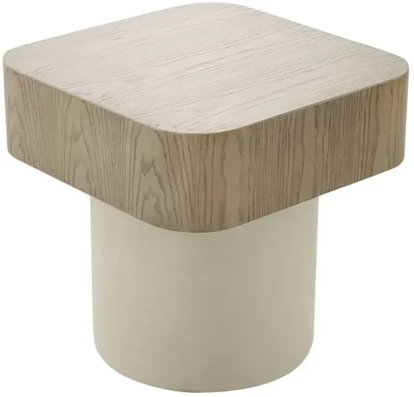 Benjara CID Macy 22 Inch Side End Table, Square, Modern Style, Finish, Brown and Cream Beige