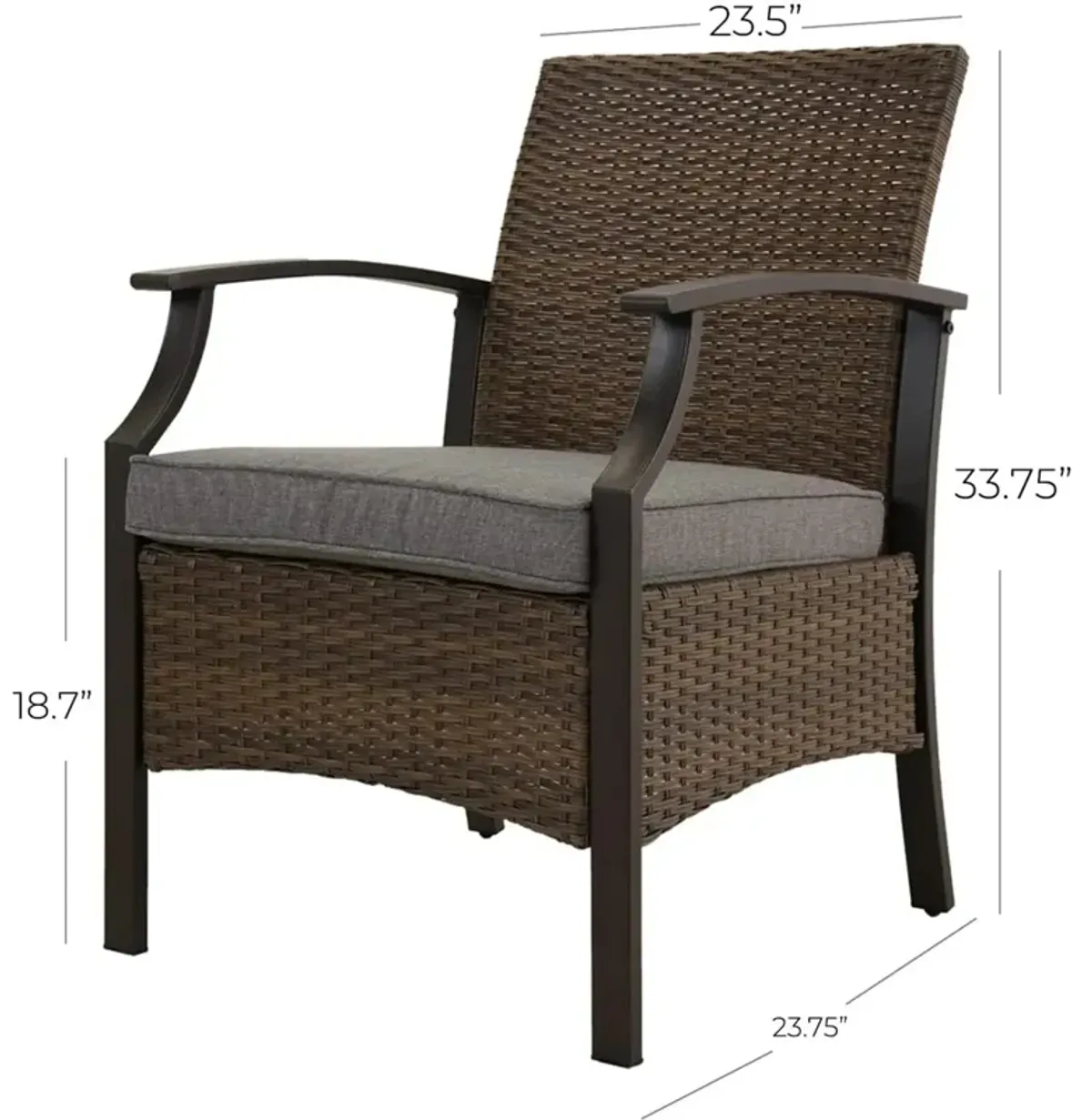 MONDAWE Wicker Formal Dinning Chair With Cushions In Metal Frame (Set of 2)