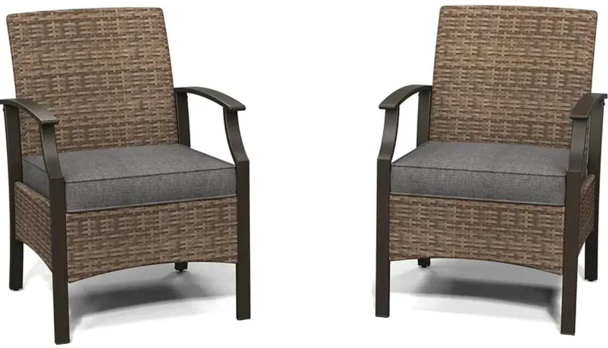 MONDAWE Wicker Formal Dinning Chair With Cushions In Metal Frame (Set of 2)