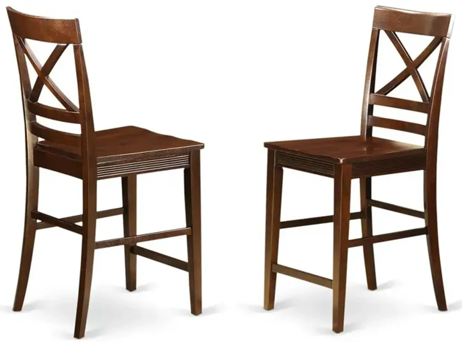 Quincy Counter Height Stools With X-Back in Mahogany Finish, Set of 2