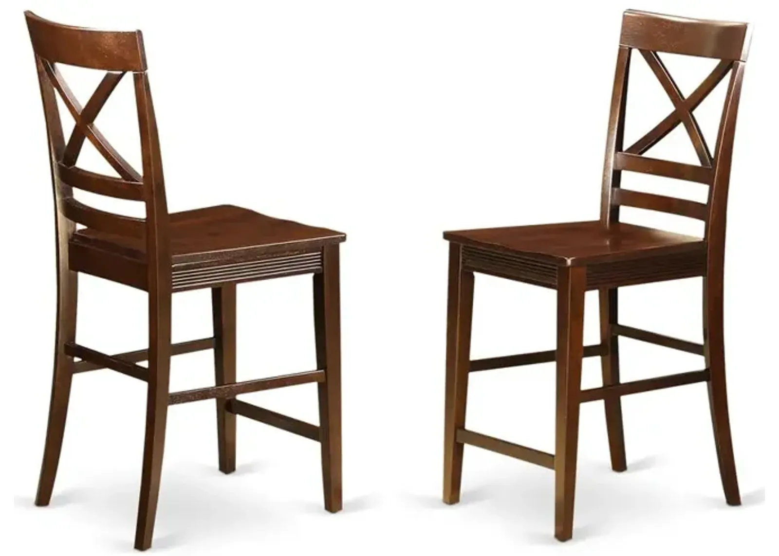 Quincy Counter Height Stools With X-Back in Mahogany Finish, Set of 2