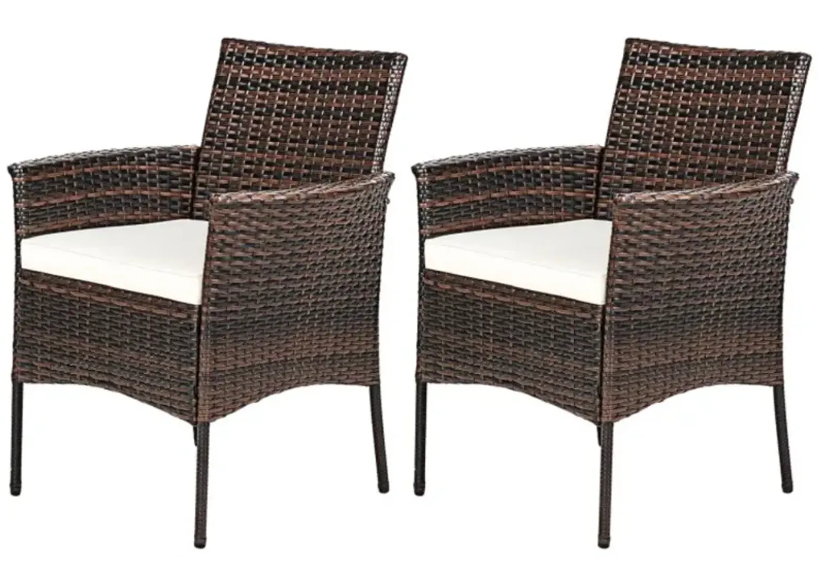 Hivvago 2 Pieces Outdoor PE Rattan Armchairs with Removable Cushions