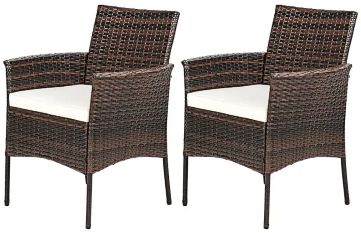 Hivvago 2 Pieces Outdoor PE Rattan Armchairs with Removable Cushions