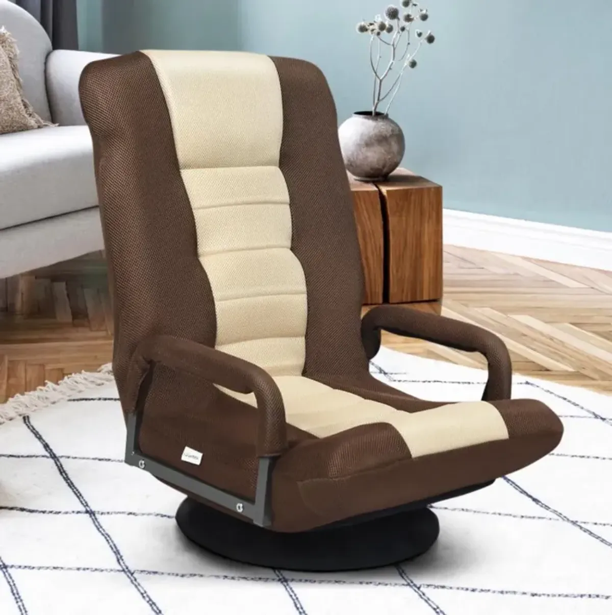 Hivvago 360-Degree Swivel Gaming Floor Chair with Foldable Adjustable Backrest