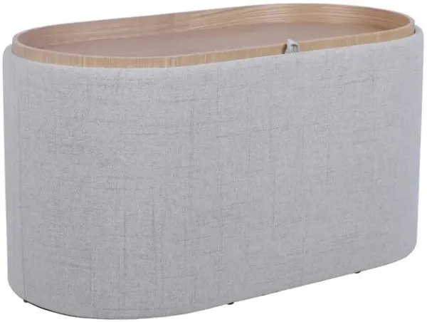 Storage Ottoman with Reversible Wooden Tray Top, Natural