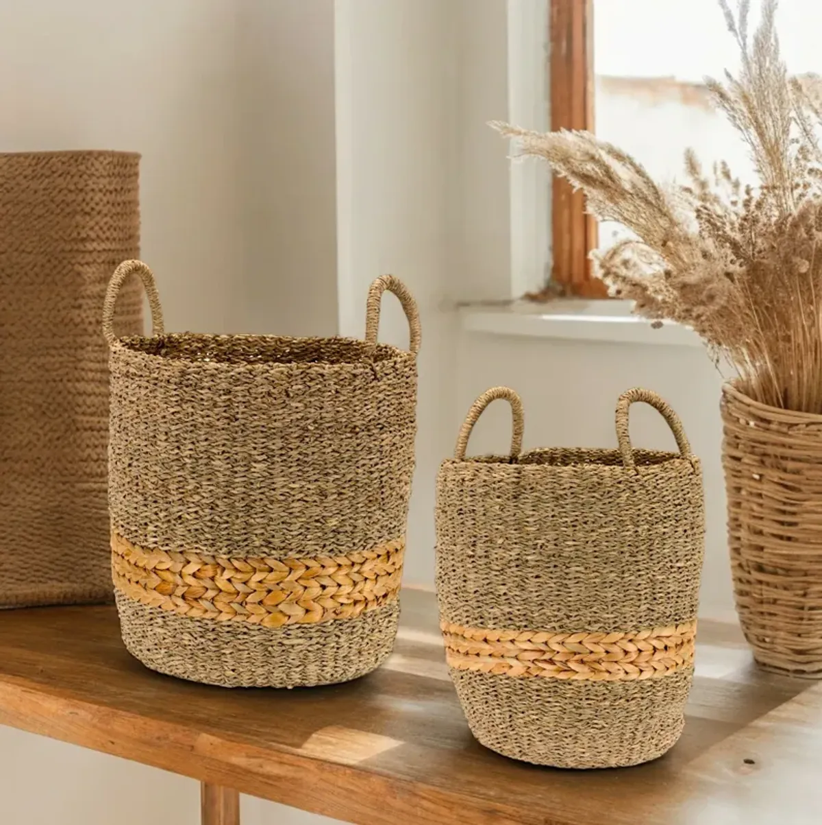 Set of 2 Decorative Storage Baskets for Home Organization and Decor