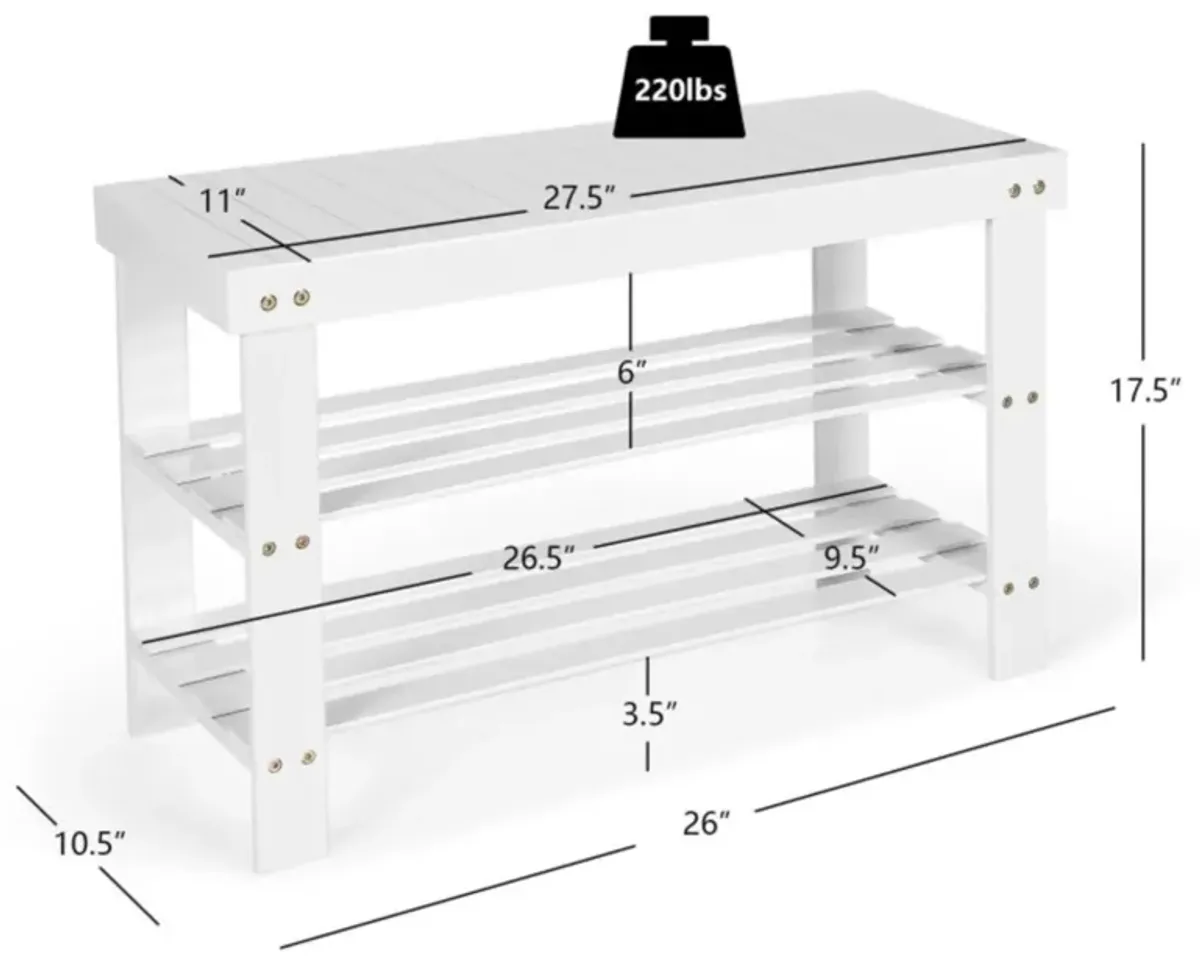 Hivvago 3-Tier Bamboo Shoe Bench Holds up to 6 Pairs for Entry