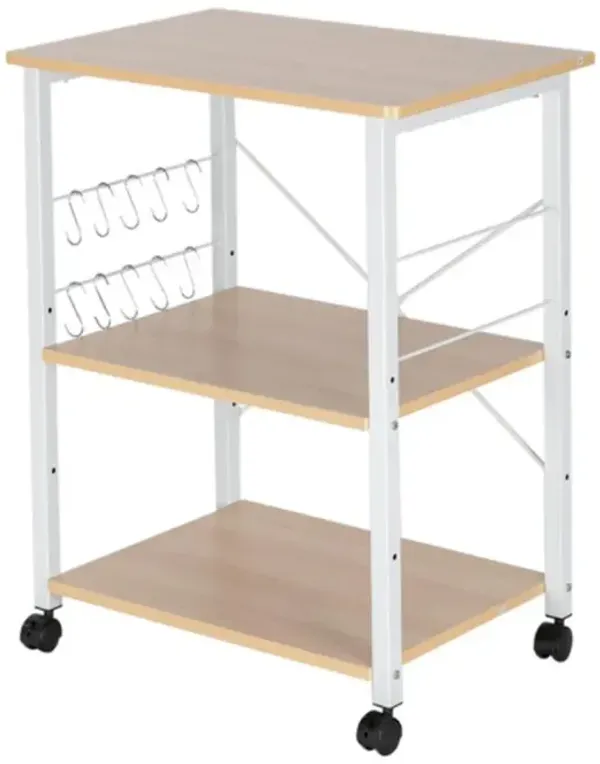 3-Tier Baker's Rack Kitchen Utility Storage Cart for Microwave Oven & Essentials