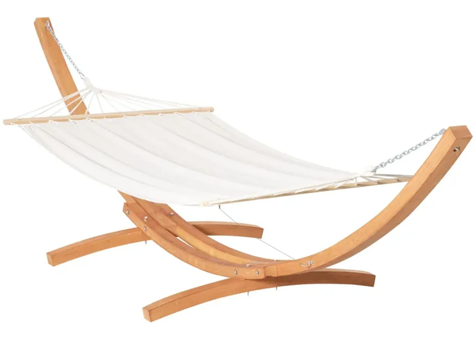 White Relaxation Station: 154" Arch Wooden Hammock with Stand