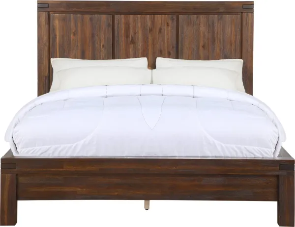 Meadow King-size Solid Wood Platform Bed in Brick Brown