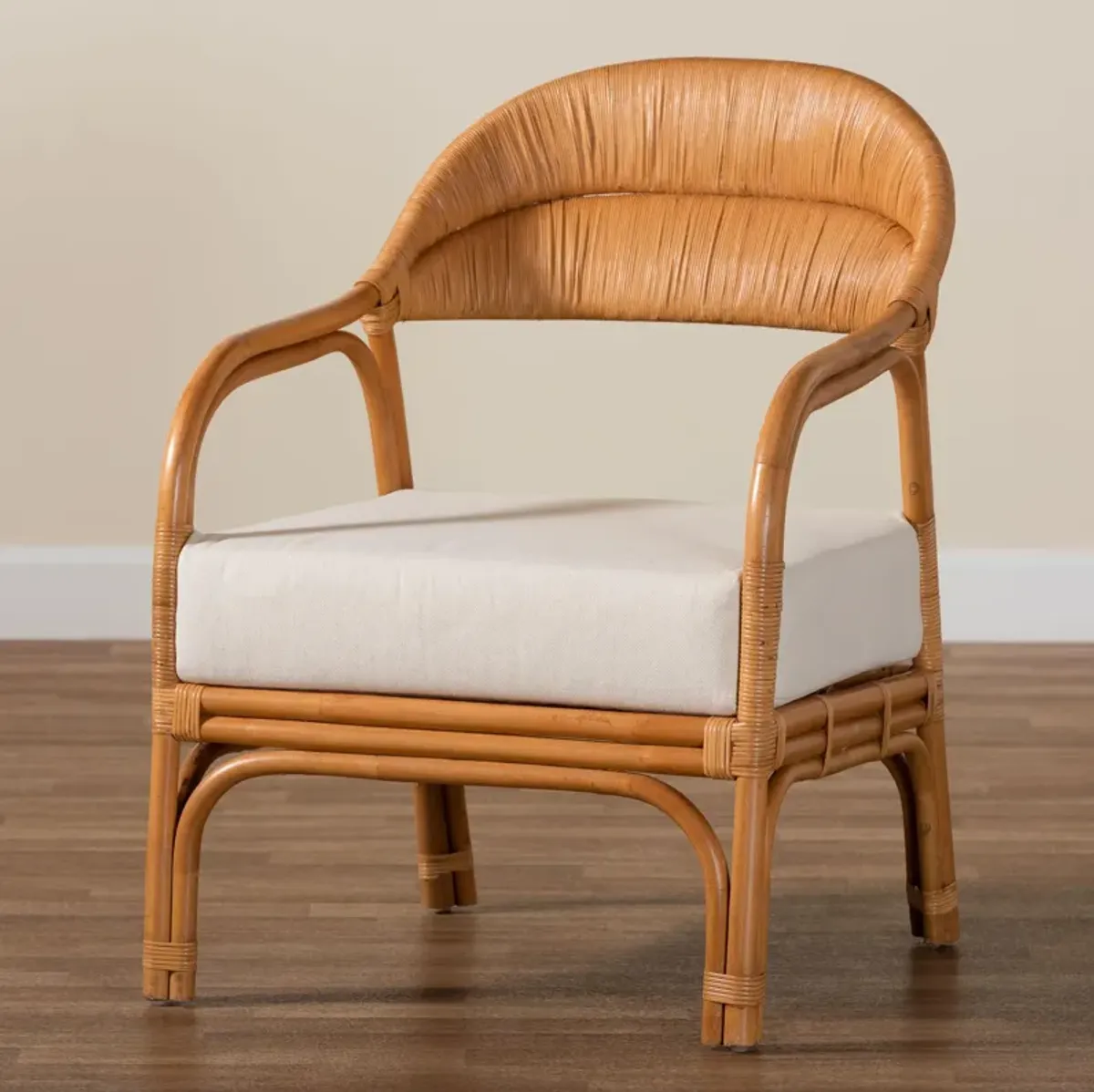 bali & pari Marisa Bohemian Light Honey Rattan Arm Chair