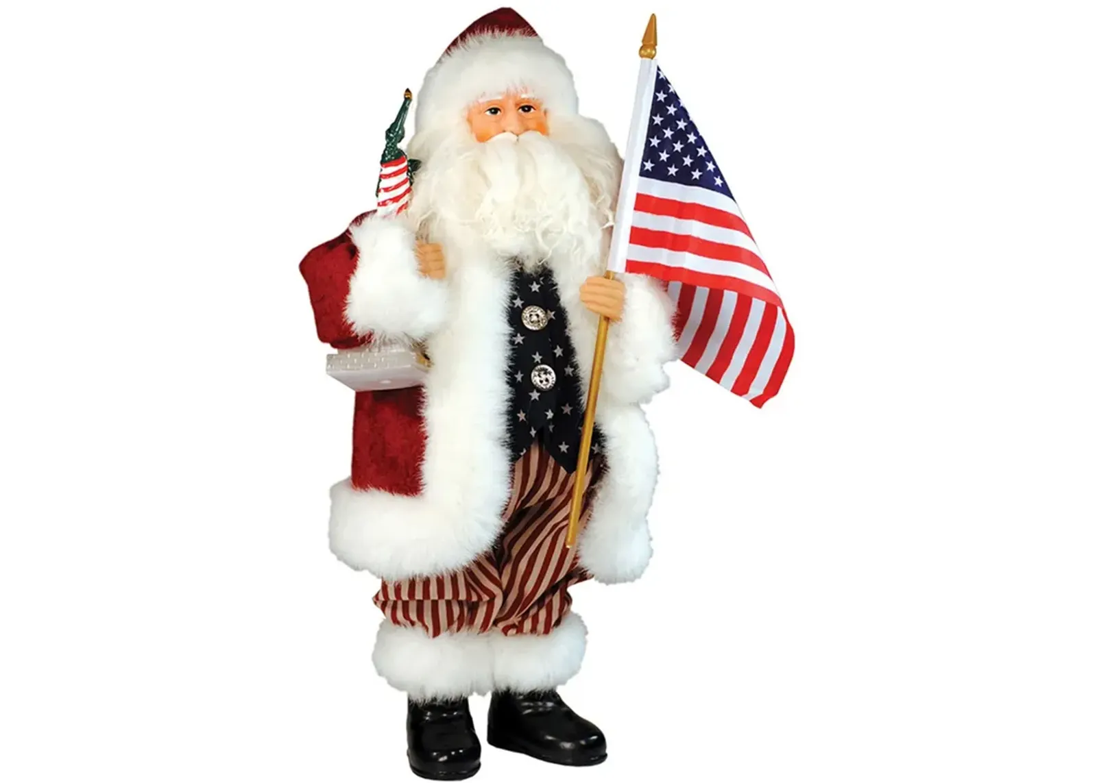 15.25" Patriotic Standing Santa Christmas Figurine with Lady Liberty